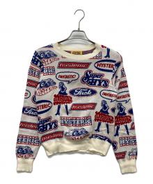 Hysteric Glamour（ヒステリックグラマー）の古着「FANTASTIC BOX柄ジャカード ショート丈セーター」｜アイボリー