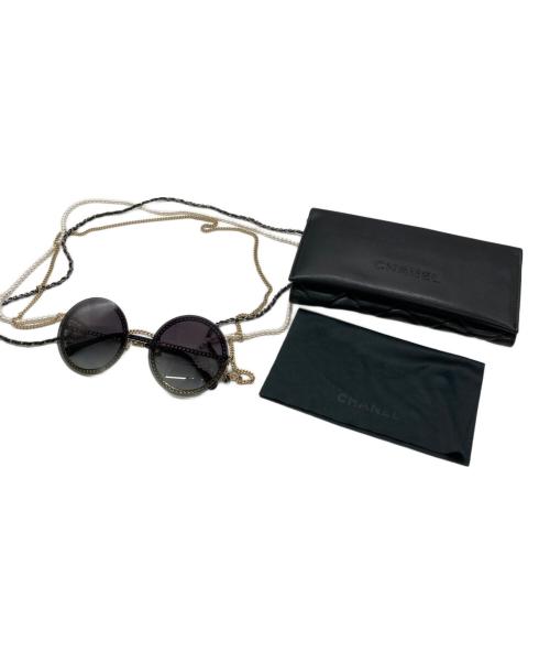 CHANEL（シャネル）CHANEL (シャネル) ラウンドパールチェーンサングラス ブラック サイズ:58 18の古着・服飾アイテム