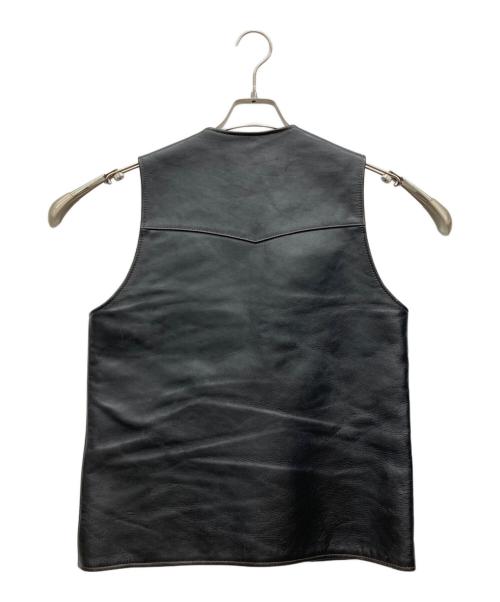 DOUBLE HELIX（ダブルヘリックス）DOUBLE HELIX (ダブルヘリックス) ホースレザーベスト ブラック サイズ:38の古着・服飾アイテム