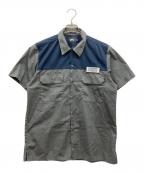 stussyステューシー）の古着「ワッペン半袖ワークシャツ」｜グレー