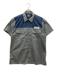 stussy（ステューシー）の古着「ワッペン半袖ワークシャツ」｜グレー