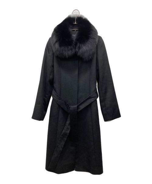 Vesgioia（ベスジョーヤ）Vesgioia (ベスジョーヤ) ファックスファー付きコート ブラック サイズ:7AR B80,H89,T158の古着・服飾アイテム