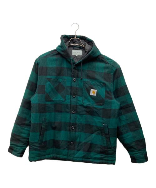 Carhartt WIP（カーハート ワークインプログレス）CARHARTT WIP (カーハート ワークインプログレス) HOODED CHECK SHIRT JAC グリーン サイズ:Lの古着・服飾アイテム