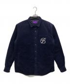 BlackEyePatchブラックアイパッチ）の古着「B EMBLEM CORDUROY SHIRT JACKET」｜ネイビー