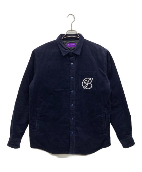 BlackEyePatch（ブラックアイパッチ）BlackEyePatch (ブラックアイパッチ) B EMBLEM CORDUROY SHIRT JACKET ネイビー サイズ:Lの古着・服飾アイテム