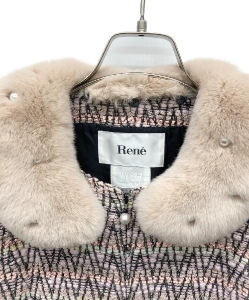 Rene（ルネ）Rene (ルネ) レッキスファーツイードコート ピンク サイズ:36の古着・服飾アイテム