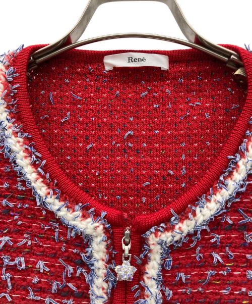 Rene（ルネ）Rene (ルネ) ミックスツィードジャケット レッド サイズ:38の古着・服飾アイテム