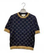 GUCCIグッチ）の古着「GGコットンラメ ファブリック トップス」｜ネイビー