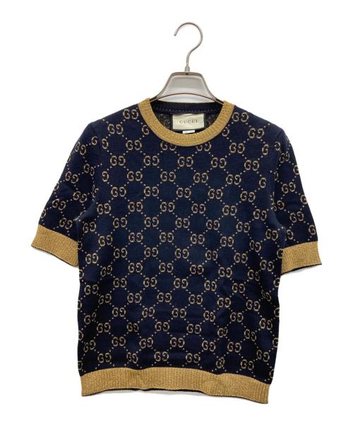 GUCCI（グッチ）GUCCI (グッチ) GGコットンラメ ファブリック トップス ネイビー サイズ:Sの古着・服飾アイテム