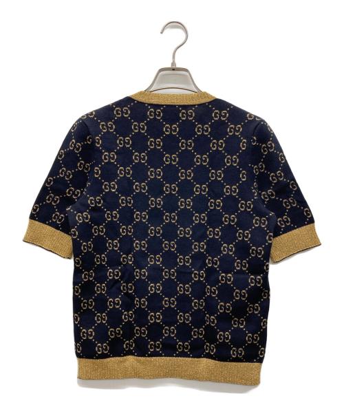 GUCCI（グッチ）GUCCI (グッチ) GGコットンラメ ファブリック トップス ネイビー サイズ:Sの古着・服飾アイテム