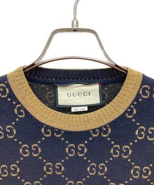 GUCCI（グッチ）GUCCI (グッチ) GGコットンラメ ファブリック トップス ネイビー サイズ:Sの古着・服飾アイテム
