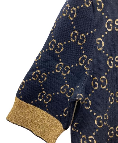 GUCCI（グッチ）GUCCI (グッチ) GGコットンラメ ファブリック トップス ネイビー サイズ:Sの古着・服飾アイテム