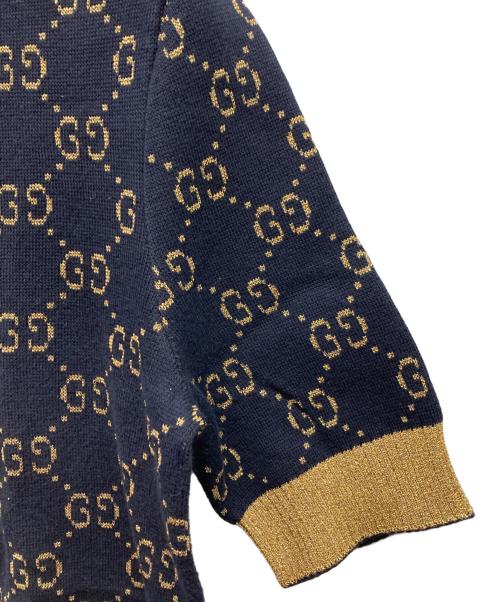 GUCCI（グッチ）GUCCI (グッチ) GGコットンラメ ファブリック トップス ネイビー サイズ:Sの古着・服飾アイテム