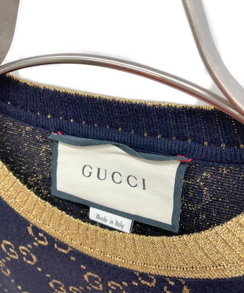 GUCCI（グッチ）GUCCI (グッチ) GGコットンラメ ファブリック トップス ネイビー サイズ:Sの古着・服飾アイテム