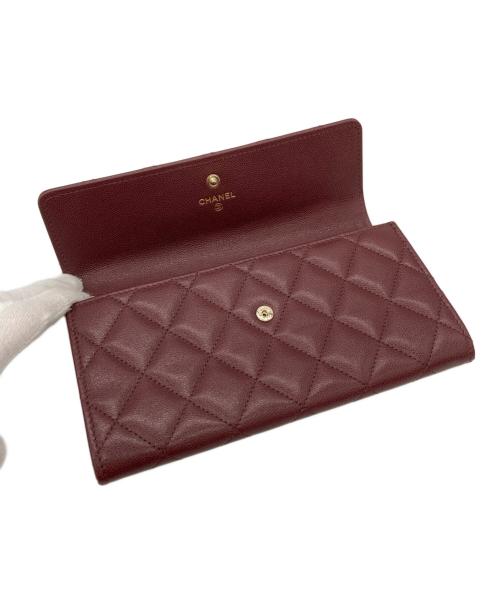 CHANEL（シャネル）CHANEL (シャネル) マトラッセキャビアスキンフラップウォレット ボルドーの古着・服飾アイテム
