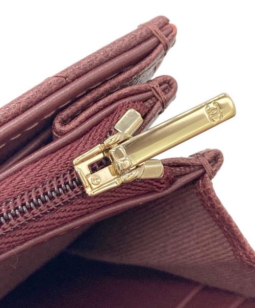 CHANEL（シャネル）CHANEL (シャネル) マトラッセキャビアスキンフラップウォレット ボルドーの古着・服飾アイテム