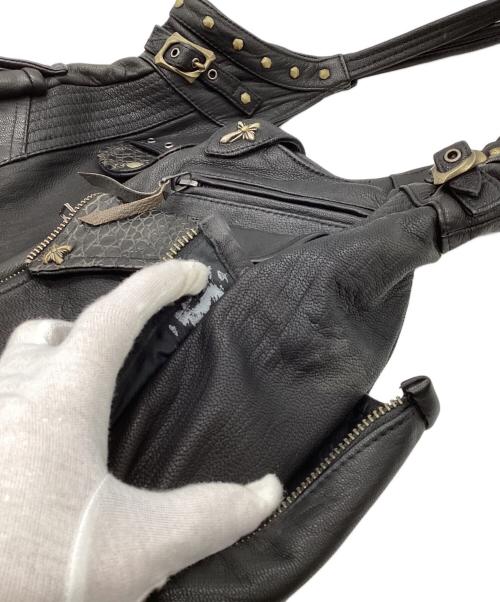 14th addiction（フォーティーンスアディクション）14th addiction (フォーティーンスアディクション) レザートートバッグ ブラックの古着・服飾アイテム