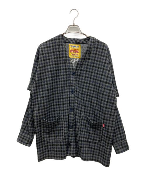 Hysteric Glamour（ヒステリックグラマー）Hysteric Glamour (ヒステリックグラマー) GIRL刺繍 オーバーサイズカーディガン グレー サイズ:FREEの古着・服飾アイテム