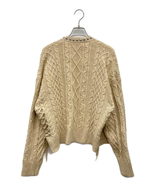 Hysteric Glamour（ヒステリックグラマー）Hysteric Glamour (ヒステリックグラマー) スタッズ ケーブルカーディガン ベージュ サイズ:FREEの古着・服飾アイテム