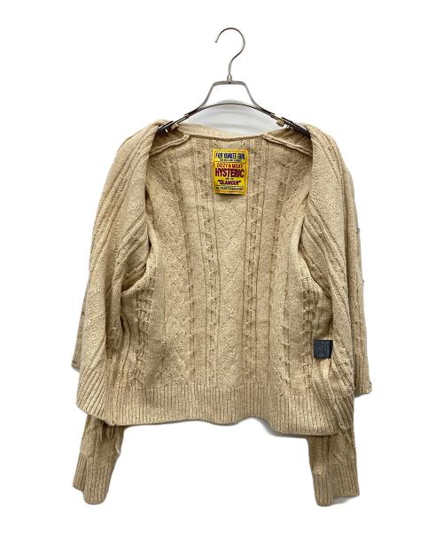 Hysteric Glamour（ヒステリックグラマー）Hysteric Glamour (ヒステリックグラマー) スタッズ ケーブルカーディガン ベージュ サイズ:FREEの古着・服飾アイテム
