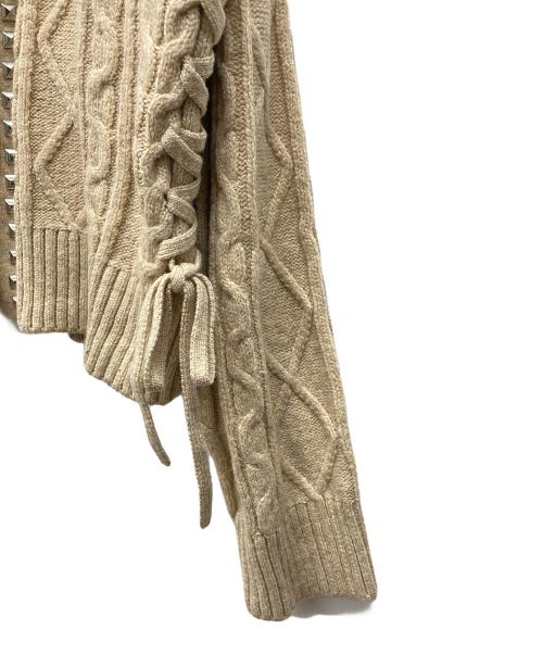 Hysteric Glamour（ヒステリックグラマー）Hysteric Glamour (ヒステリックグラマー) スタッズ ケーブルカーディガン ベージュ サイズ:FREEの古着・服飾アイテム