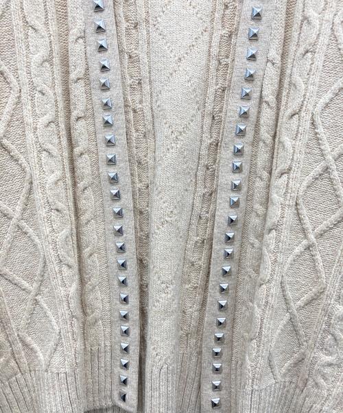 Hysteric Glamour（ヒステリックグラマー）Hysteric Glamour (ヒステリックグラマー) スタッズ ケーブルカーディガン ベージュ サイズ:FREEの古着・服飾アイテム