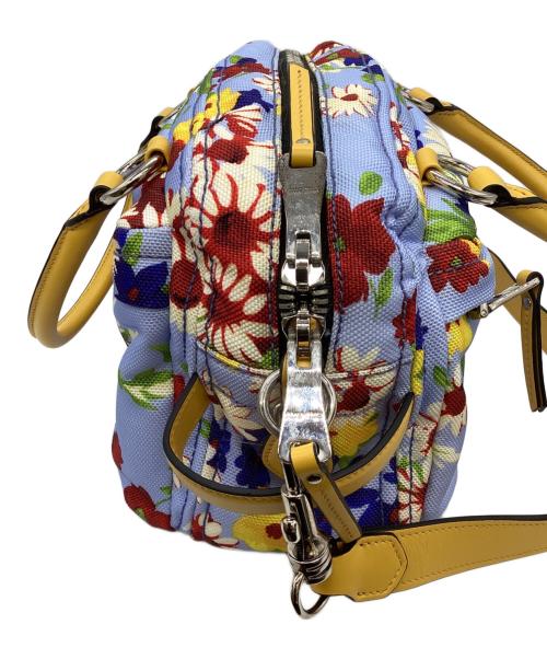 MIU MIU（ミュウミュウ）MIU MIU (ミュウミュウ) フラワープリント2WAYショルダーバック スカイブルーの古着・服飾アイテム
