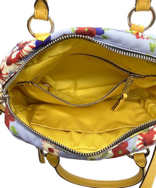 MIU MIU（ミュウミュウ）MIU MIU (ミュウミュウ) フラワープリント2WAYショルダーバック スカイブルーの古着・服飾アイテム