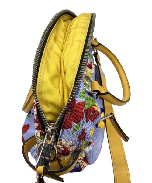 MIU MIU（ミュウミュウ）MIU MIU (ミュウミュウ) フラワープリント2WAYショルダーバック スカイブルーの古着・服飾アイテム