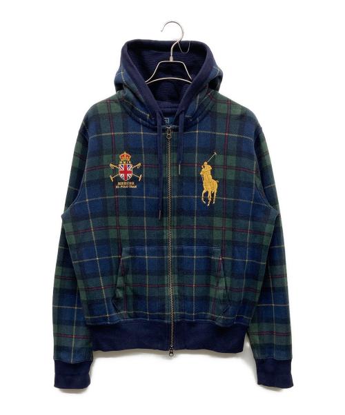 POLO RALPH LAUREN（ポロ・ラルフローレン）POLO RALPH LAUREN (ポロ・ラルフローレン) ビッグポニーブラックウォッチパーカー ネイビー×グリーン サイズ:Lの古着・服飾アイテム
