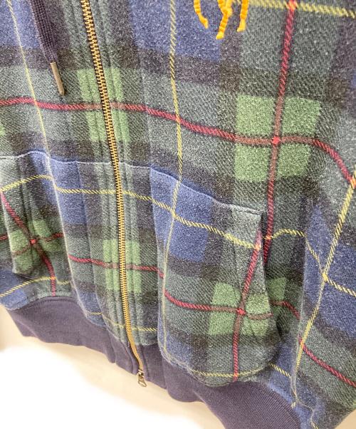 POLO RALPH LAUREN（ポロ・ラルフローレン）POLO RALPH LAUREN (ポロ・ラルフローレン) ビッグポニーブラックウォッチパーカー ネイビー×グリーン サイズ:Lの古着・服飾アイテム