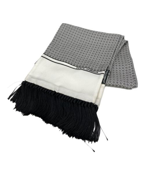 DOLCE & GABBANA（ドルチェ＆ガッバーナ）DOLCE & GABBANA (ドルチェ＆ガッバーナ) シルクスカーフ ホワイト×ブラックの古着・服飾アイテム