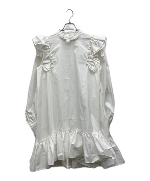 DOUBLE SQUEEZE（ダブルスクイーズ）DOUBLE SQUEEZE (ダブルスクイーズ) フレアーブラウス ホワイト サイズ:Fの古着・服飾アイテム