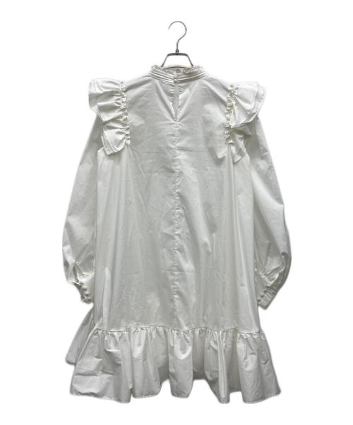 DOUBLE SQUEEZE（ダブルスクイーズ）DOUBLE SQUEEZE (ダブルスクイーズ) フレアーブラウス ホワイト サイズ:Fの古着・服飾アイテム