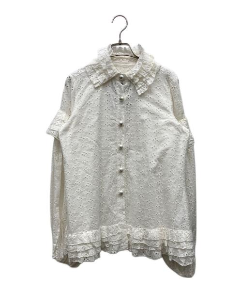 Vaqutaux（ヴァクトー）Vaqutaux (ヴァクトー) フラワーフリルブラウス ホワイト サイズ:表記無しの古着・服飾アイテム