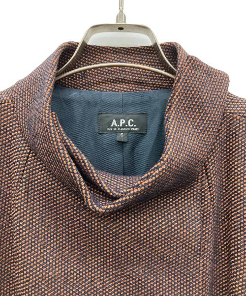 A.P.C.（アーペーセー）A.P.C. (アーペーセー) ウール混スタンドカラーコート ブラウン サイズ:Sの古着・服飾アイテム