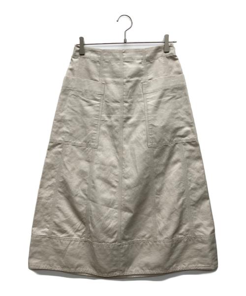 DRAWER（ドゥロワー）Drawer (ドゥロワー) オックス切り替えフロントポケットスカート アイボリー サイズ:36の古着・服飾アイテム