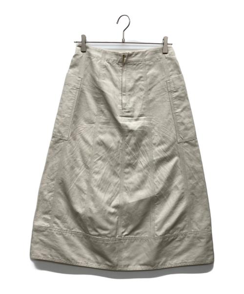 DRAWER（ドゥロワー）Drawer (ドゥロワー) オックス切り替えフロントポケットスカート アイボリー サイズ:36の古着・服飾アイテム
