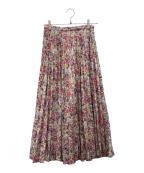 SEVEN TEN by MIHO KAWAHITOセブン テン バイ ミホ カワヒト）の古着「フラワープリントプリーツスカート」｜ピンク