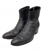 Galaabendガラアーベント）の古着「グレンソンキップレザーポインテッドトゥヒールブーツ」｜ブラック