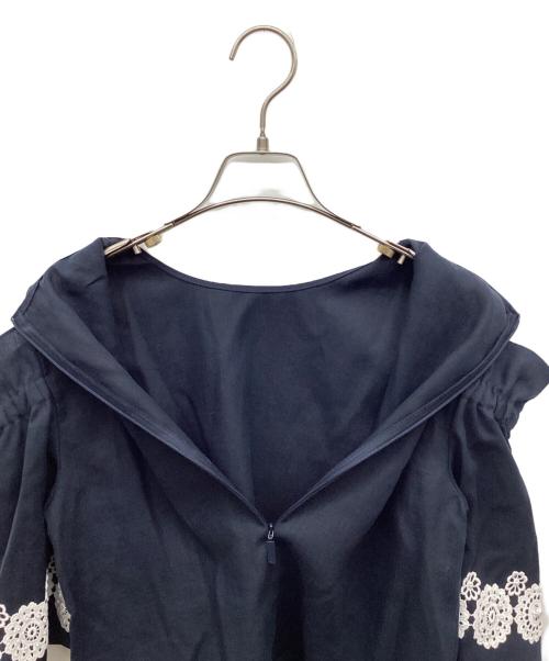Rene（ルネ）Rene (ルネ) オープンショルダーリネン ブラウス ネイビー サイズ:36の古着・服飾アイテム