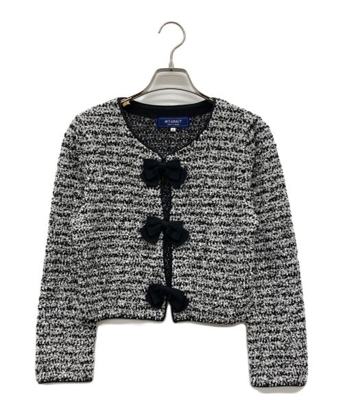 M'S GRACY（エムズグレイシー）M'S GRACY (エムズグレイシー) リボンカーディガン グレー サイズ:38の古着・服飾アイテム