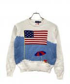 POLO RALPH LAURENポロ・ラルフローレン）の古着「ビーチ刺繍ケーブルコットンニット」｜ホワイト