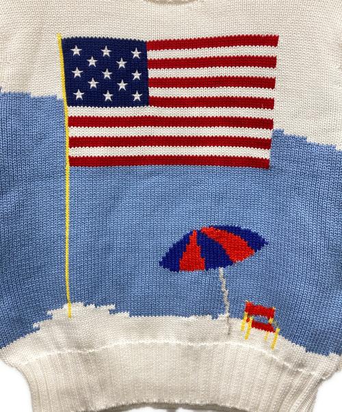 POLO RALPH LAUREN（ポロ・ラルフローレン）POLO RALPH LAUREN (ポロ・ラルフローレン) ビーチ刺繍ケーブルコットンニット ホワイト サイズ:XSの古着・服飾アイテム