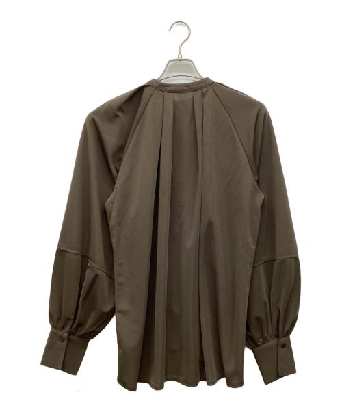 CYAN TOKYO（シアン トーキョー）CYAN TOKYO (シアン トーキョー) オーバースリーブタックジャージブラウス ブラウン サイズ:Fの古着・服飾アイテム