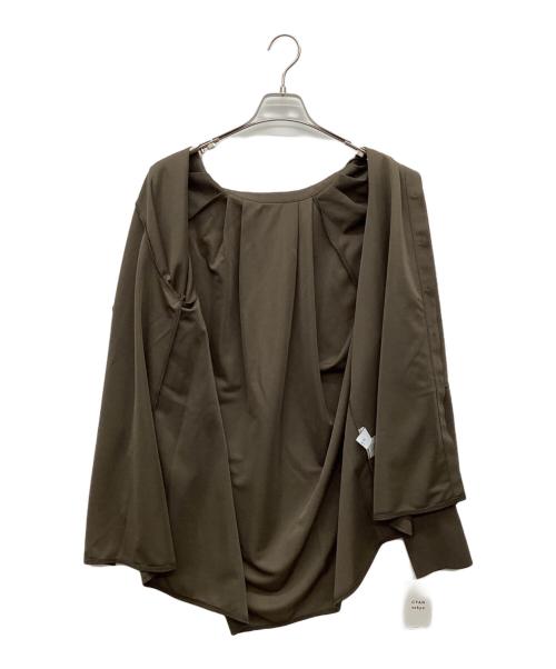 CYAN TOKYO（シアン トーキョー）CYAN TOKYO (シアン トーキョー) オーバースリーブタックジャージブラウス ブラウン サイズ:Fの古着・服飾アイテム