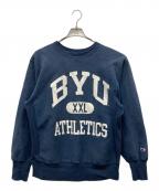 Championチャンピオン）の古着「三段プリントリバースウィーブスウェット」｜ネイビー