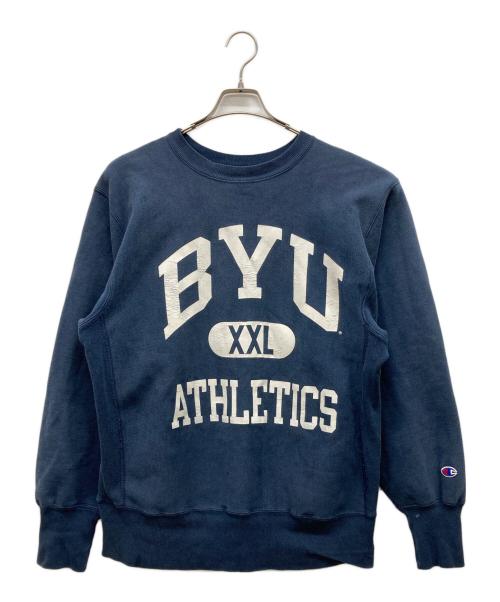 Champion（チャンピオン）Champion (チャンピオン) 三段プリントリバースウィーブスウェット ネイビー サイズ:LARGEの古着・服飾アイテム