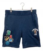 A BATHING APEアベイシングエイプ）の古着「MULTI FONTS SWEAT SHORTS」｜ネイビー