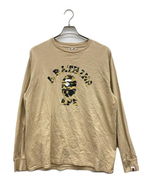 A BATHING APE（ア ベイシング エイプ）A BATHING APE (ア ベイシング エイプ) 1st Camo College Long Sleeve Tee ベージュ サイズ:XLの古着・服飾アイテム